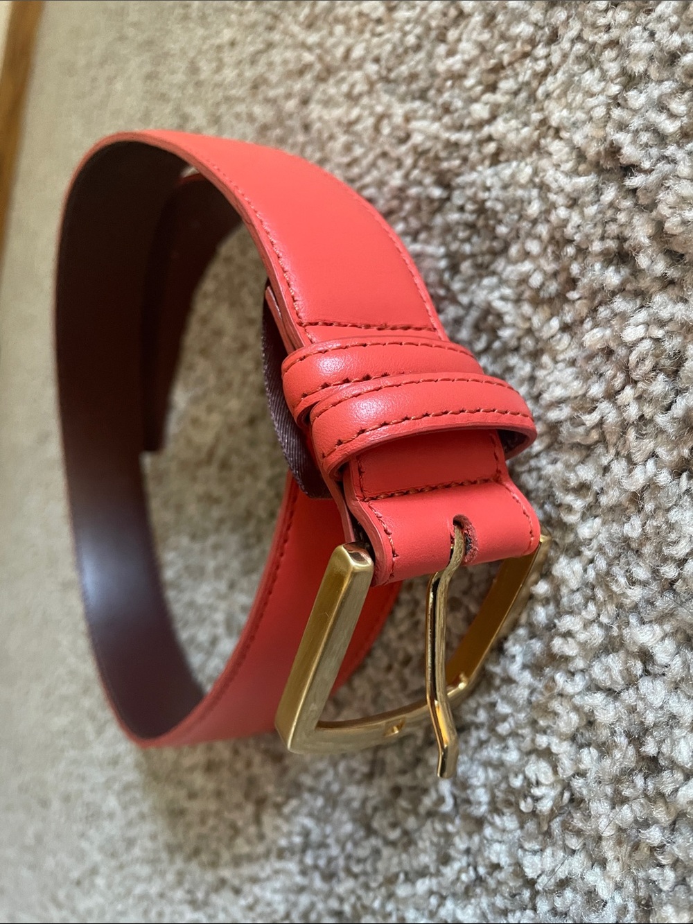 Women's Kettlewell Coral Leather Belt with Gold Buckle